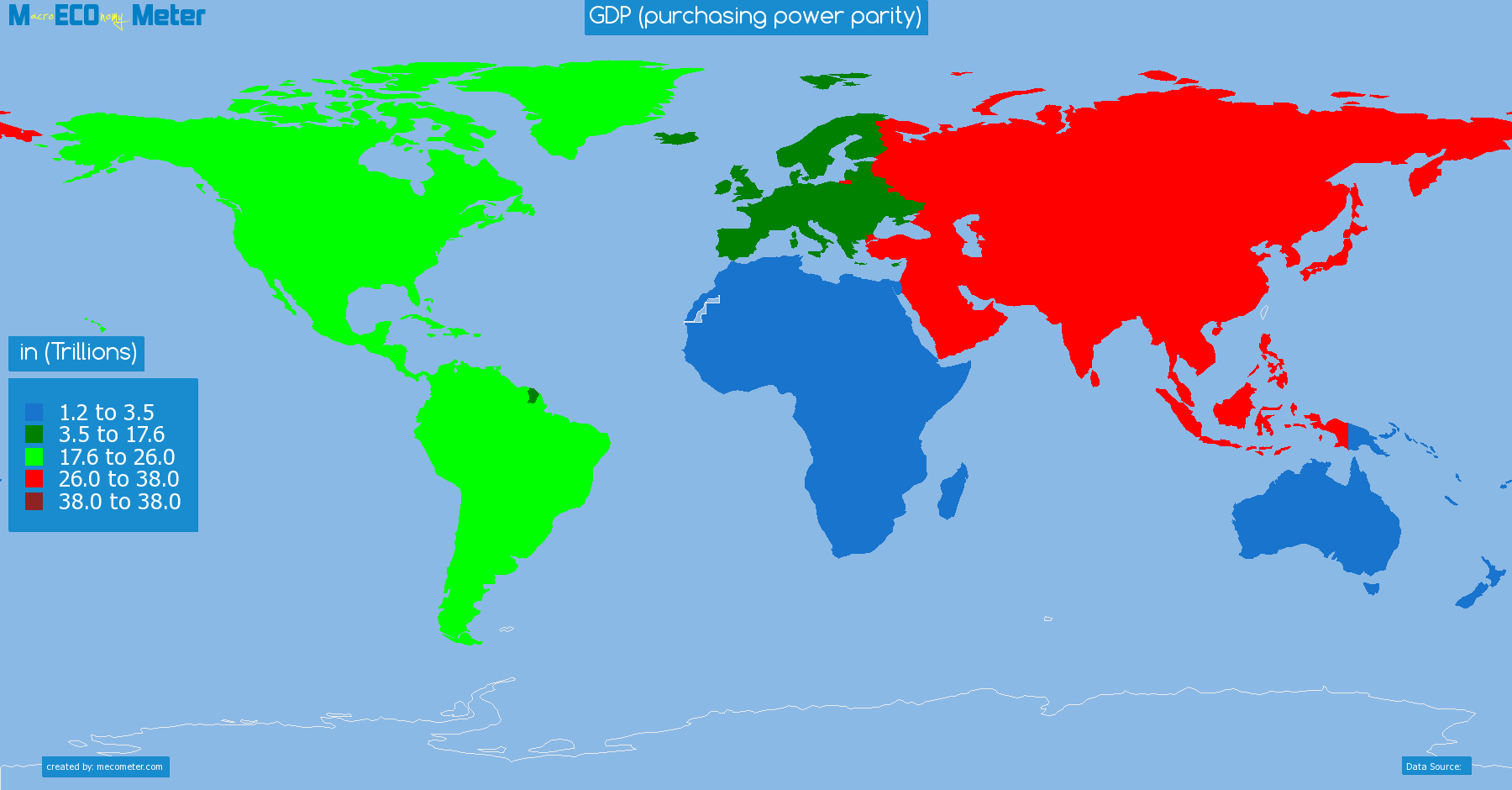 GDP (purchasing power parity) by continent