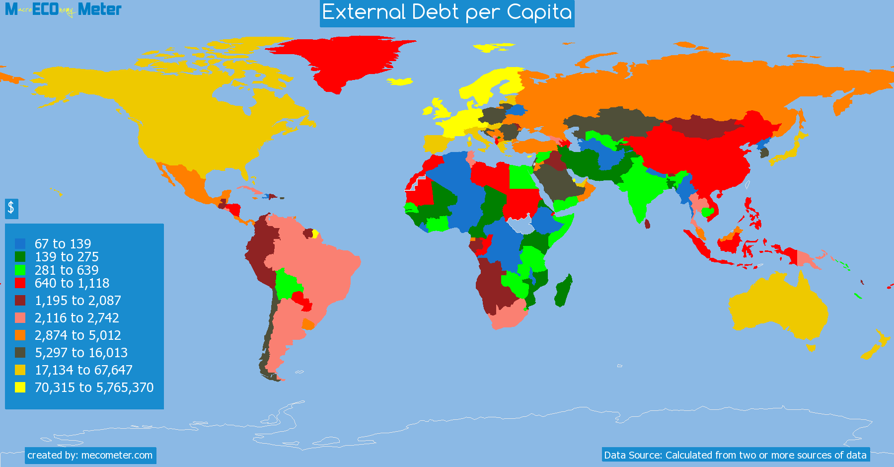 list of countries by External Debt per Capita