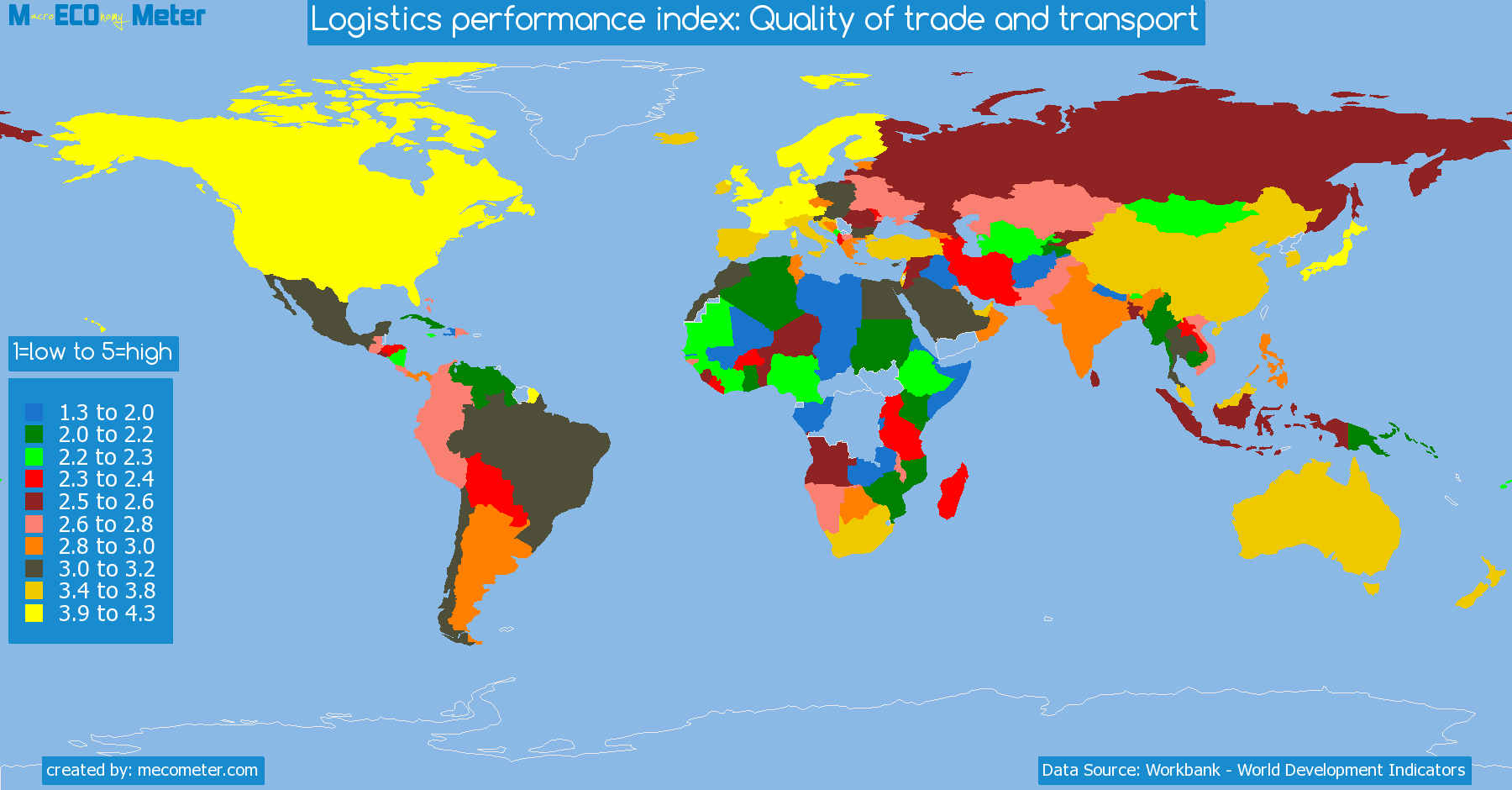 list of countries by Logistics performance index: Quality of trade and transport