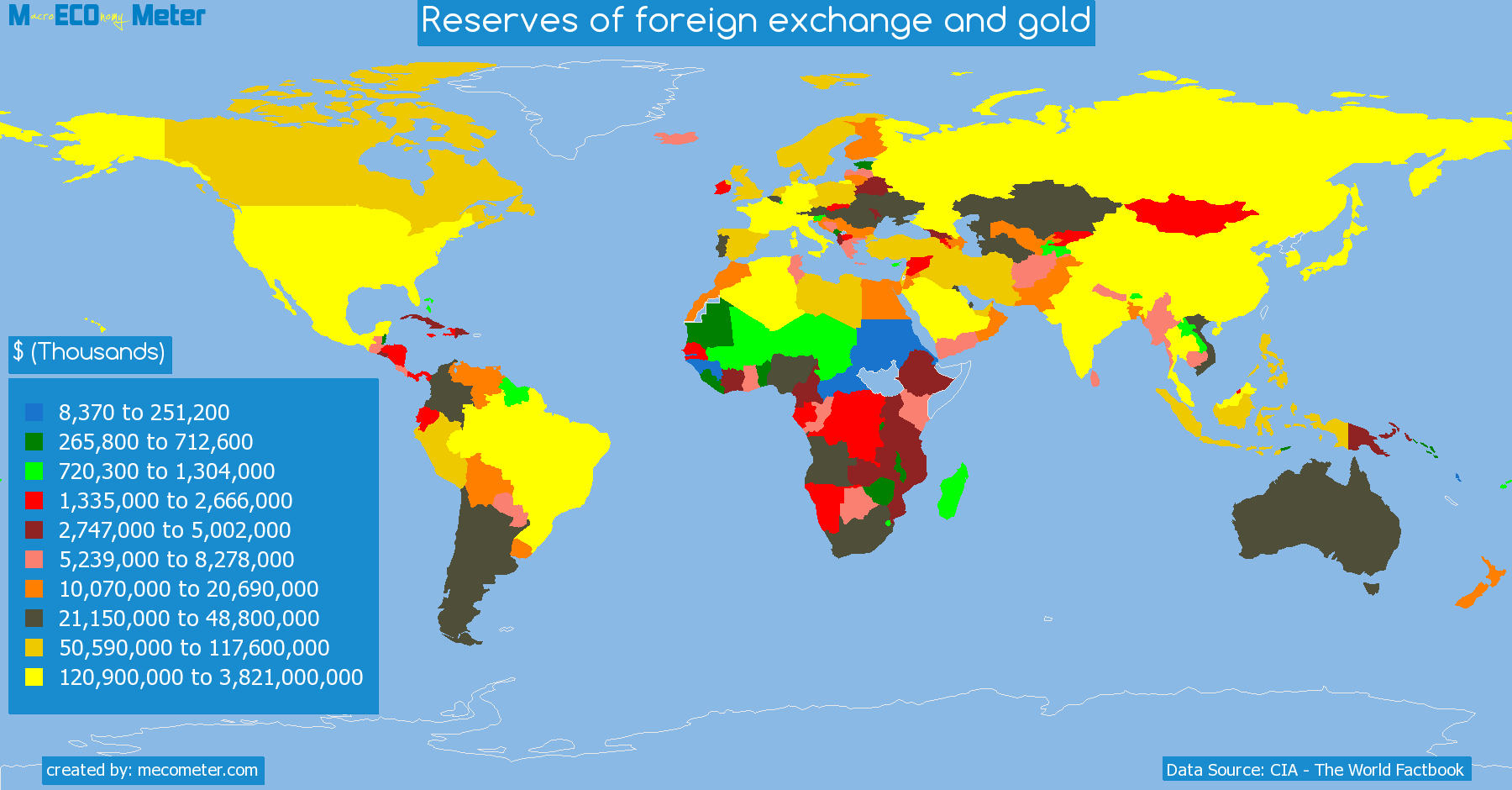 list of countries by Reserves of foreign exchange and gold